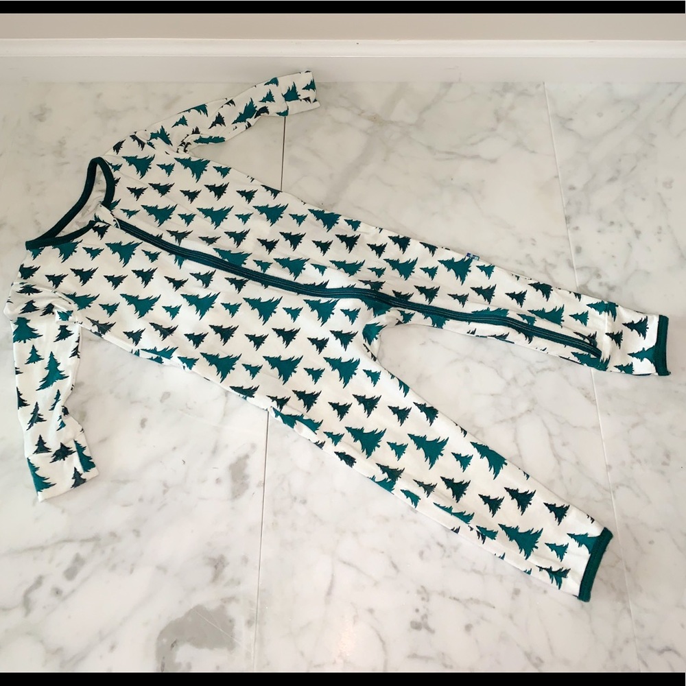 Kickee Pants Coverall “Holiday Christmas trees”